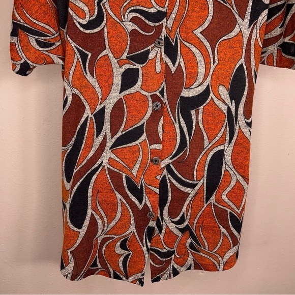 NEW MEDIUM SHARAGANO ORANGE BLACK KNIT TOP SHORT SLEEVE - Picture 8 of 13